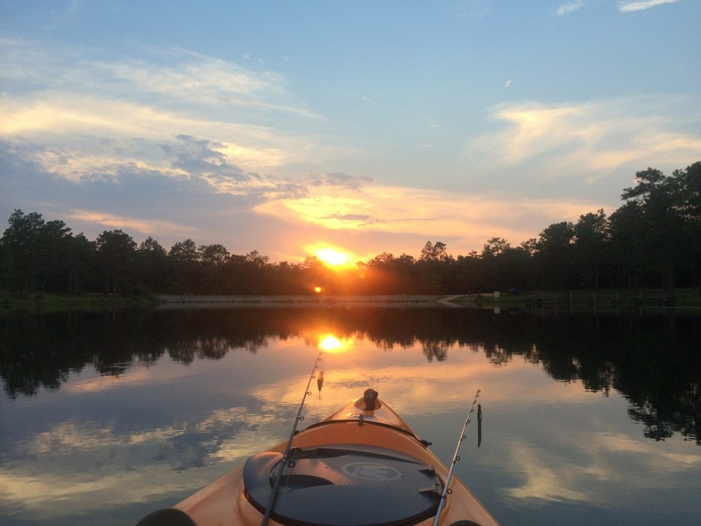 lake, kayak, fishing